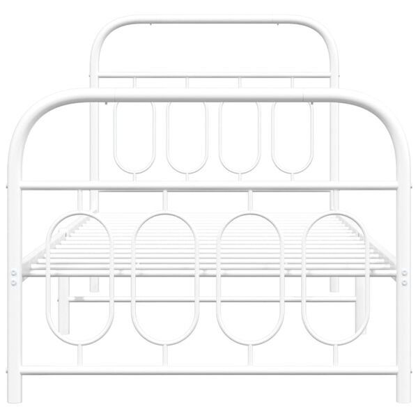vidaXL Metal Bed Frame without Mattress with Footboard White 90x200cm