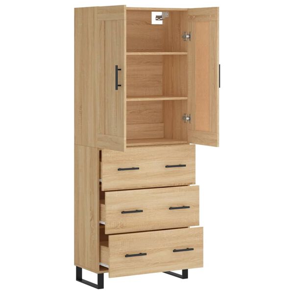 vidaXL Highboard Sonoma Oak 69.5x34x180 cm Engineered Wood