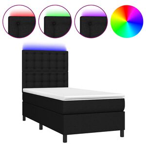 vidaXL Box Spring Bed with Mattress&LED Black 80x200 cm Fabric