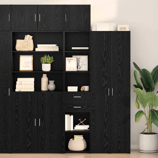 vidaXL Highboard Black Oak 40 x 42.5 x 185 cm Engineered Wood