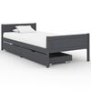 vidaXL Bed Frame without Mattress Dark Grey Solid Wood Pine 90x200 cm