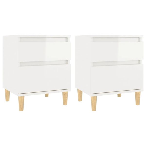 vidaXL Bedside Cabinets 2 pcs High Gloss White 40x35x50 cm