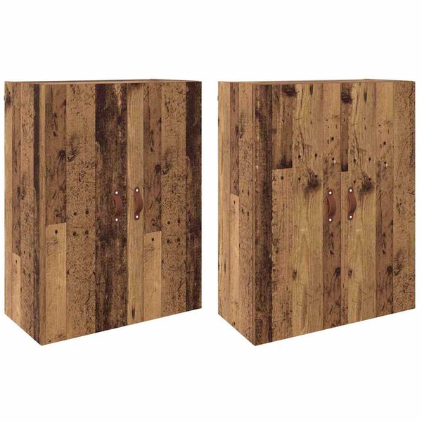 vidaXL Wall-Mounted Cabinet 2 pcs Old Wood 69.5 x 34 x 90 cm