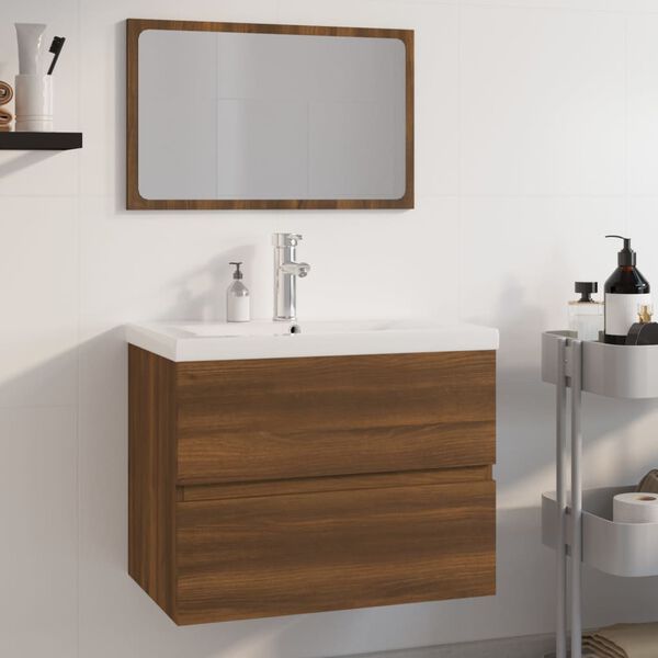 vidaXL Bathroom Furniture Set Brown Oak Engineered Wood