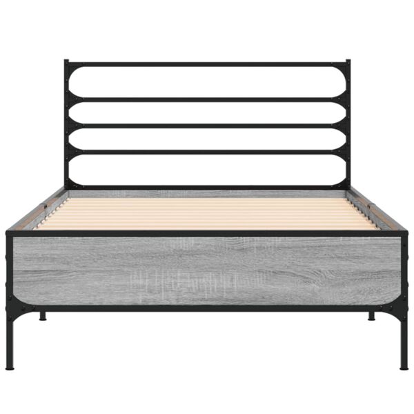 vidaXL Bed Frame without Mattress Grey Sonoma 75x190 cm Small Single