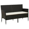 vidaXL Garden Sofa | Black | PE rattan | 3-seater | Water-resistant materials
