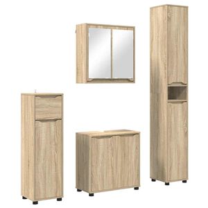 vidaXL Bathroom Furniture Set Manual 4 pcs Sonoma Oak Engineered Wood