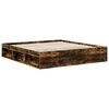vidaXL Bed Frame Smoked Oak 180 x 200 cm Solid Pine Wood