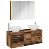 vidaXL Bathroom Furniture Set 4 pcs Old Wood Engineered Wood and Glass