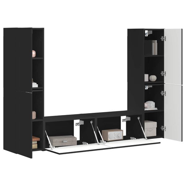 vidaXL TV Cabinet Set 6 pcs Black Engineered Wood