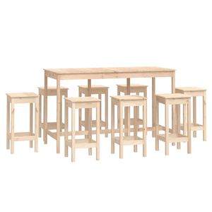 vidaXL 9 Piece Bar Set Solid Wood Pine