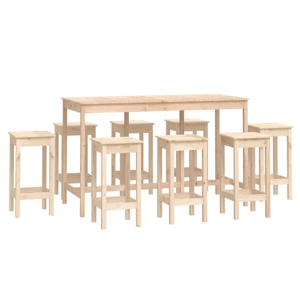 vidaXL 9 Piece Bar Set Solid Wood Pine