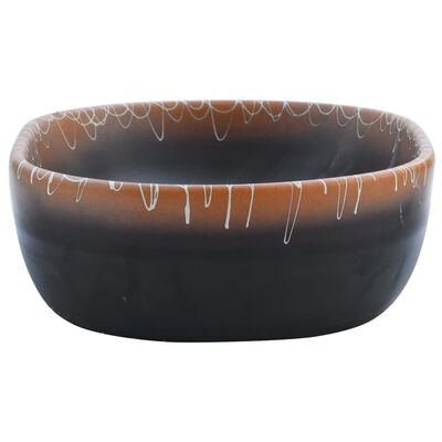 vidaXL Countertop Basin Black and Orange Oval 47x33x13 cm Ceramic