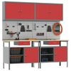 vidaXL Work Bench Set with Drawer 8 pcs Red 200 x 55 x 200 cm Steel