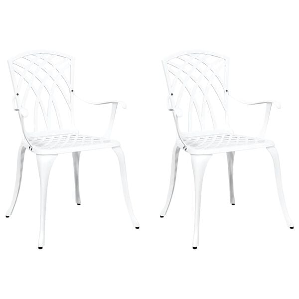 vidaXL Garden Chair 2 pcs White 53 x 51 x 88.5cm Aluminium