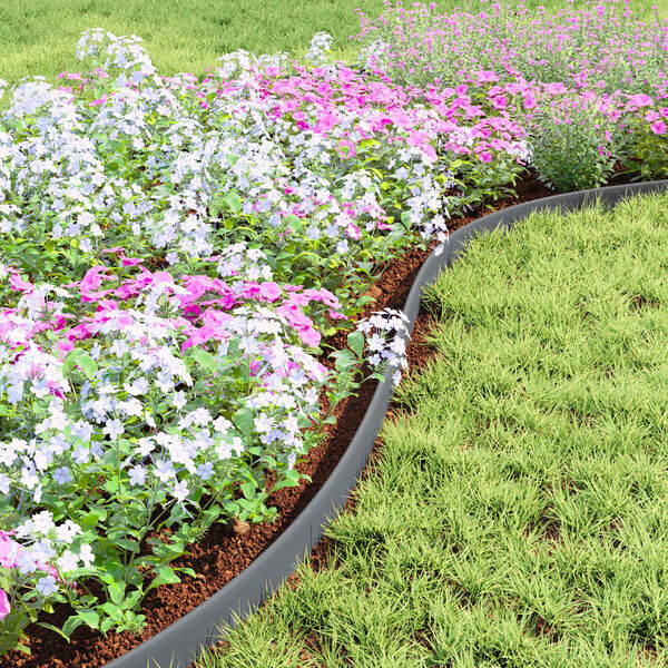 vidaXL Lawn Edgings Grey 1000 x 4 x 5 cm Plastic