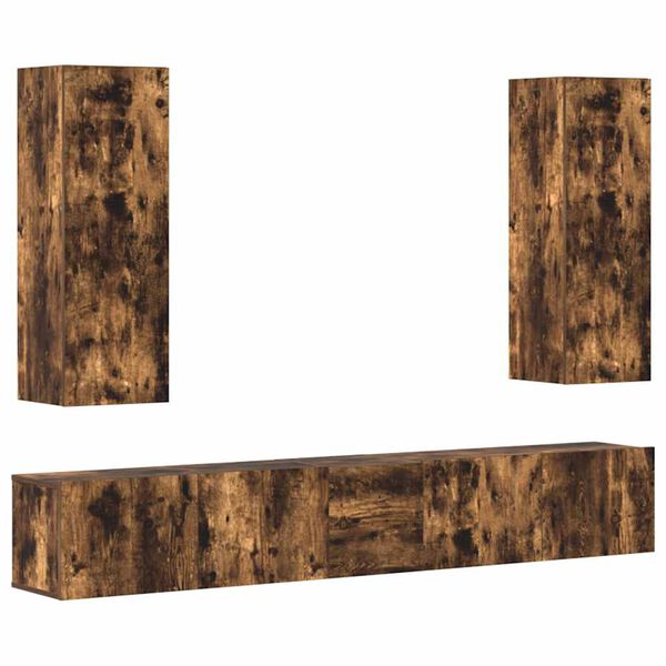 vidaXL 5 Piece TV Cabinet Set Smoked Oak Engineered Wood