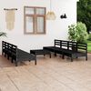 vidaXL 9 Piece Garden Lounge Set Black Solid Pinewood