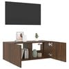 vidaXL TV Wall Cabinet with LED Lights Brown Oak 80x35x31 cm