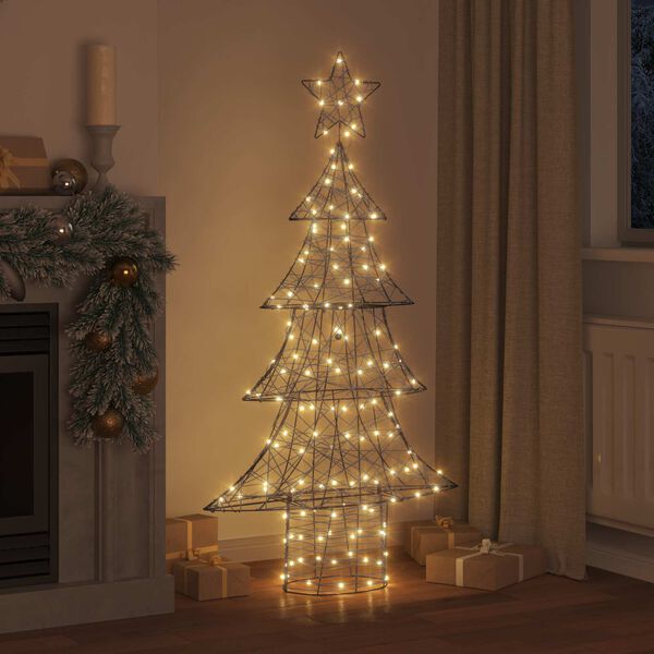 vidaXL Christmas Tree with 160 LEDs Warm white 150 cm Rattan