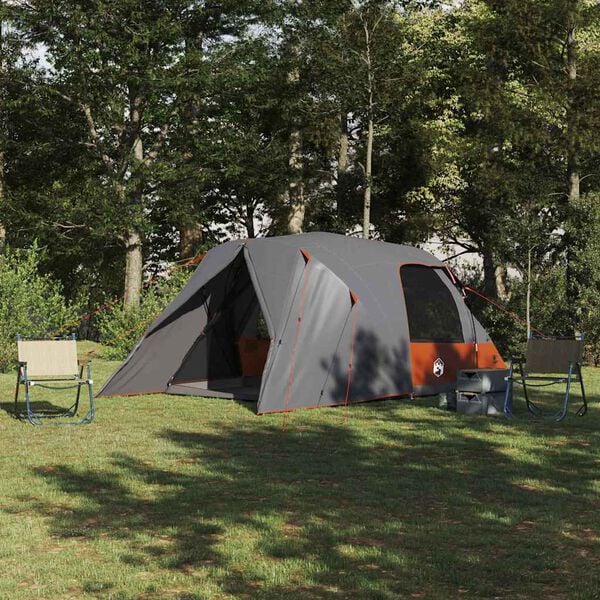 vidaXL Dome Tent with Roof Grey and Orange 455 x 252 x 178 cm