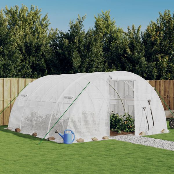 vidaXL Greenhouse with Steel Frame White 16 m² 4x4x2 m