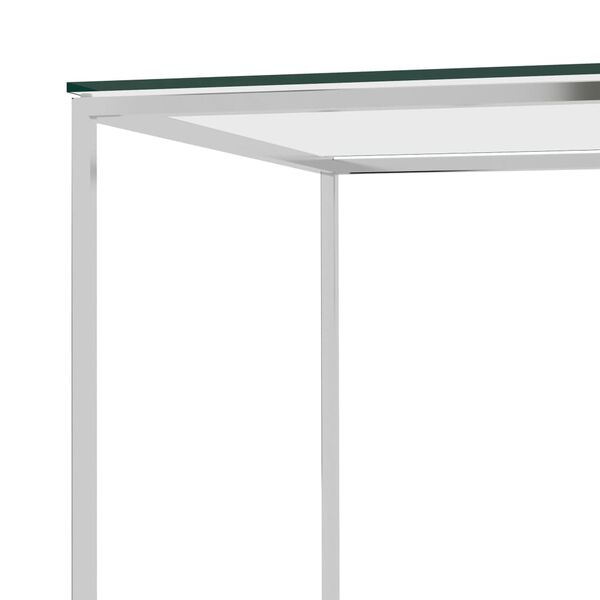 vidaXL Side Table Silver 120x40x78 cm Stainless Steel and Glass