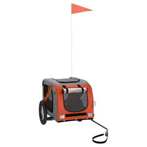 vidaXL Pet Bike Trailer Orange and Grey Oxford Fabric and Iron