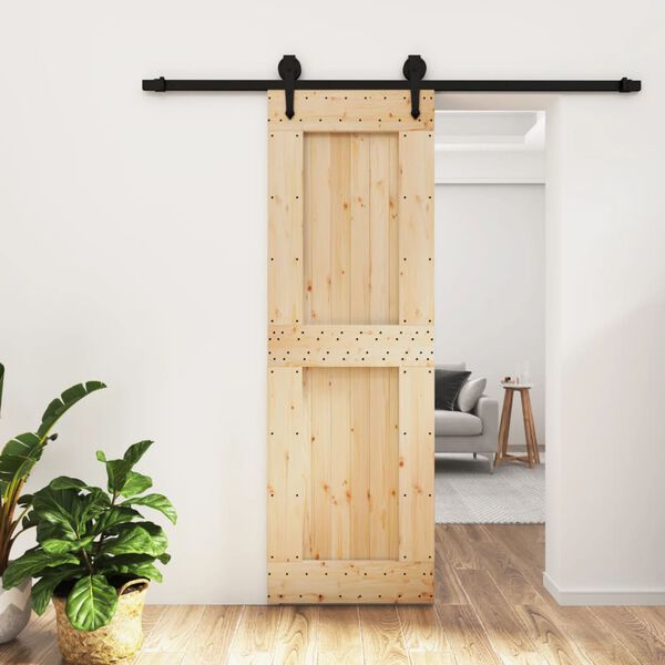 vidaXL Sliding Door with Hardware Set 70x210 cm Solid Wood Pine