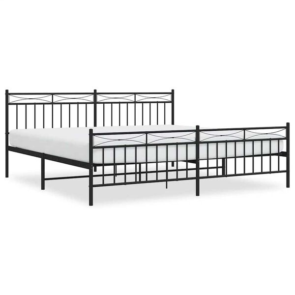 vidaXL Metal Bed Frame without Mattress with Footboard Black 193x203cm