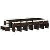 vidaXL 17 Piece Garden Dining Set with Cushions Brown Poly Rattan