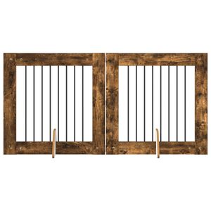 vidaXL Dog Gate with Stands 2 pcs Smoked Oak 80 x 80 cm