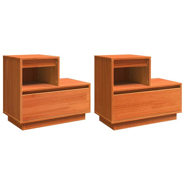 vidaXL Bedside Cabinet 2 pcs Wax Brown 60 x 34 x 51 cm Engineered Wood