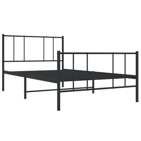 vidaXL Metal Bed Frame without Mattress with Footboard Black 75x190cm