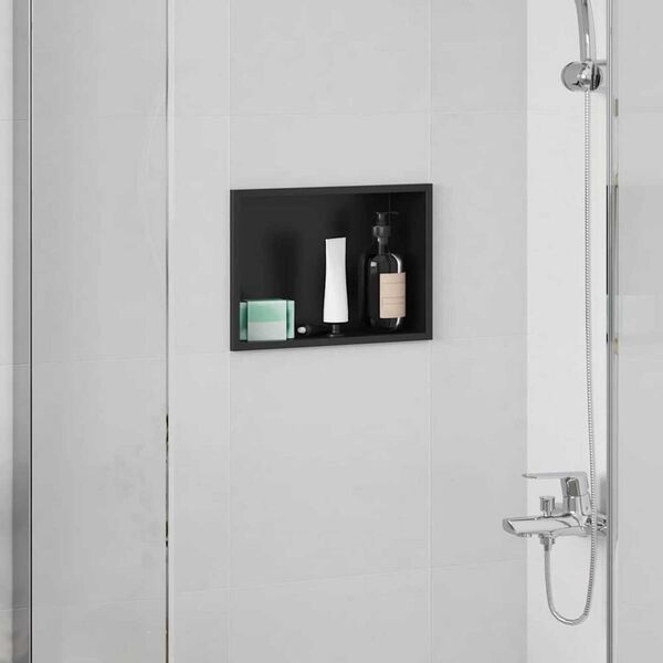 vidaXL Shower Niche Black 30 x 20 x 9.5 cm Stainless Steel