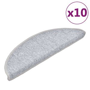 vidaXL Stair Mats 10 pcs 56x17x3 cm Light Grey Half Round