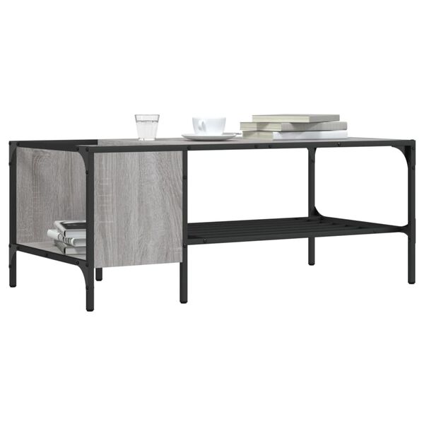 vidaXL Coffee Table with Rack Grey Sonoma 100x51x40 cm Engineered Wood