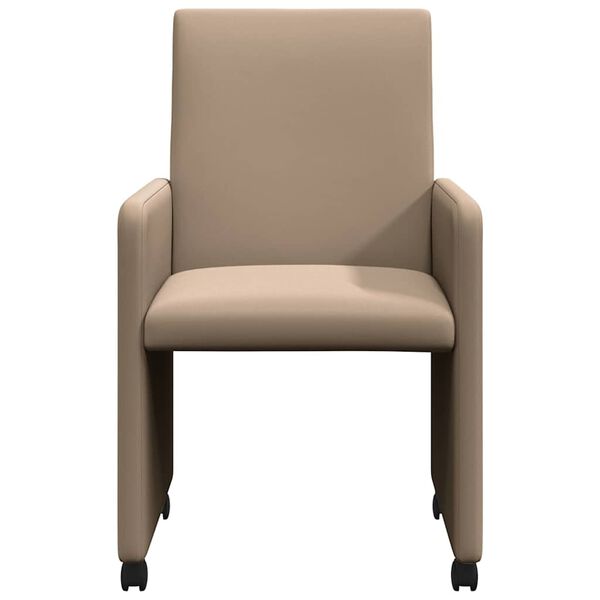 vidaXL Dining Chairs with Wheels 2 pcs Cappuccino 57 x 66 x 94 cm