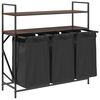 vidaXL Laundry Basket 3 Compartments with Shelves Brown Oak