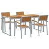 vidaXL Garden Dining Set 5 pcs Grey Solid Acacia Wood