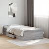 vidaXL Bed Frame with Drawers without Mattress Grey Sonoma 75x190 cm Small Single