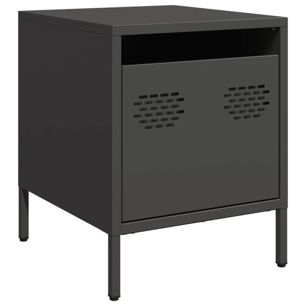 vidaXL Bedside Cabinet Black 35x39x43.5 cm Steel