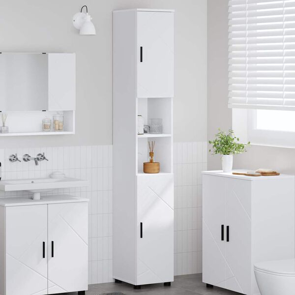 vidaXL Bathroom Cabinet White 30 x 35 x 192 cm Engineered wood & Metal