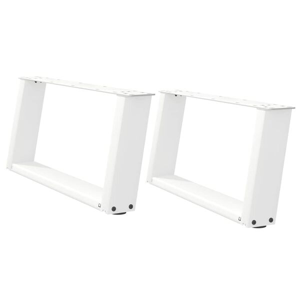 vidaXL Coffee Table Legs U-Shaped 2 pcs White 60x(30-31) cm Steel