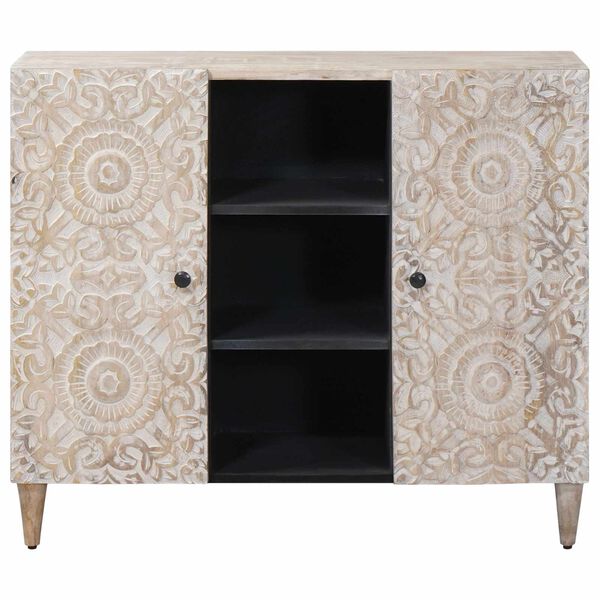 vidaXL Sideboard with Shelf White 90 x 33.5 x 75 cm Solid Mango Wood