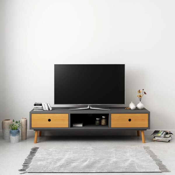 vidaXL TV Cabinet Grey 120x35x35 cm Solid Pinewood