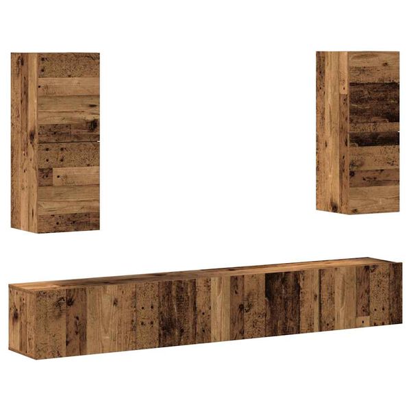 vidaXL 4 Piece TV Cabinet Set Wall-mounted Old Wood Engineered Wood