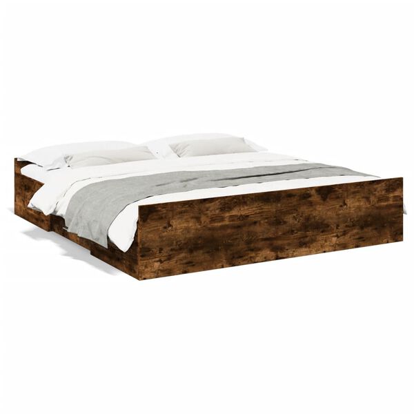 vidaXL Bed Frame with Drawers without Mattress Smoked Oak 200x200 cm