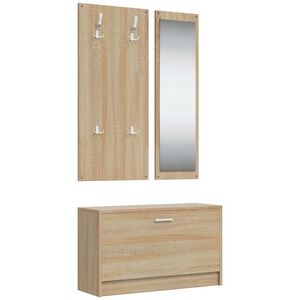 vidaXL 3-in-1 Shoe Cabinet Set Sonoma Oak Engineered Wood