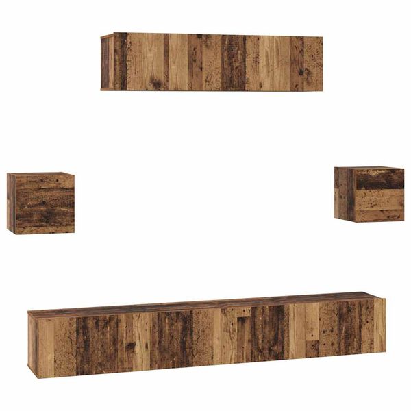vidaXL TV Cabinet Set Wall-mounted 7 pcs Old Wood Engineered Wood